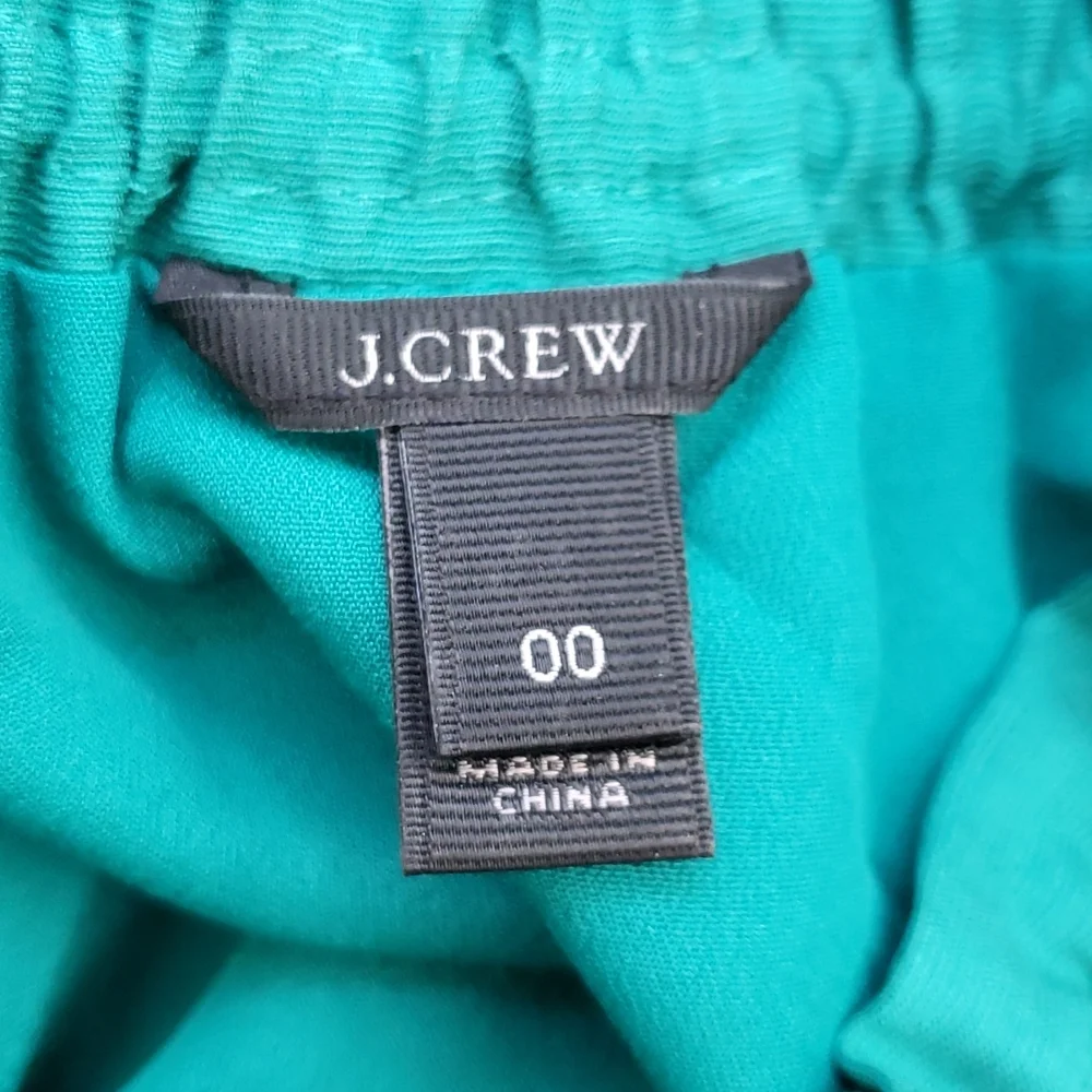 J Crew Crinkle City Teal Blue-Green Elastic Waist Mini Skirt, Size 00